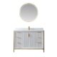 Vinnova Granada 48" Vanity in White with White Composite Grain Stone Countertop With Mirror  736048-WH-GW