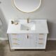 Vinnova Granada 48" Vanity in White with White Composite Grain Stone Countertop With Mirror  736048-WH-GW - Image 5