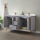 Vinnova Granada 60" Vanity in Paris Grey with White Composite Grain Stone Countertop With Mirror  736060-PG-GW - Image 12