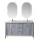 Vinnova Granada 60" Vanity in Paris Grey with White Composite Grain Stone Countertop With Mirror  736060-PG-GW