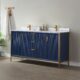 Vinnova Granada 60" Vanity in Royal Blue with White Composite Grain Stone Countertop With Mirror  736060-RB-GW - Image 13