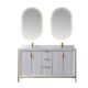 Vinnova Granada 60" Vanity in White with White Composite Grain Stone Countertop With Mirror  736060-WH-GW