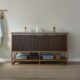 Vinnova Donostia 60" Vanity in Walnut with Grey Composite Armani limestone board stone countertop With Mirror  737060-NLW-ALB - Image 11
