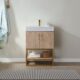 Vinnova Alistair 24" Single Vanity in North American Oak with White Grain Stone Countertop With Mirror  789024-NO-GW - Image 9