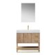 Vinnova Alistair 36" Single Vanity in North American Oak with White Grain Stone Countertop With Mirror  789036-NO-GW