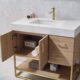Vinnova Alistair 36" Single Vanity in North American Oak with White Grain Stone Countertop With Mirror  789036-NO-GW - Image 6