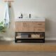 Vinnova Alistair 42B" Single Vanity in North American Oak with White Grain Stone Countertop With Mirror  789042B-NO-GW - Image 9