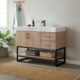 Vinnova Alistair 42B" Single Vanity in North American Oak with White Grain Stone Countertop With Mirror  789042B-NO-GW - Image 10
