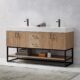 Vinnova Alistair 60B" Double Vanity in North American Oak with White Grain Stone Countertop With Mirror  789060B-NO-GW - Image 11