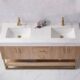 Vinnova Alistair 60" Double Vanity in North American Oak with White Grain Stone Countertop With Mirror  789060-NO-GW - Image 14