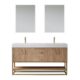 Vinnova Alistair 60" Double Vanity in North American Oak with White Grain Stone Countertop With Mirror  789060-NO-GW