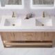 Vinnova Alistair 60" Double Vanity in North American Oak with White Grain Stone Countertop With Mirror  789060-NO-GW - Image 5