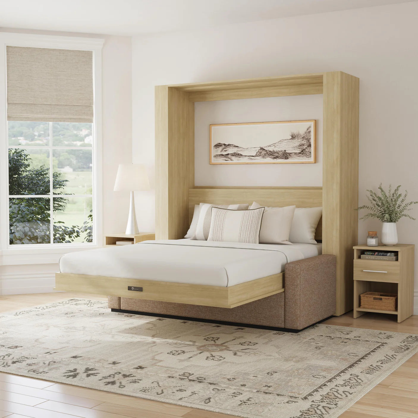 images Queen Size Murphy bed with Couch & two Nightstands | Inovabed - Image 1
