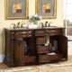 Silkroad Exclusive 60'' Baltic Brown Granite Top Double Sink Bathroom Vanity - HYP-0712-BB-UIC-60 - Image 2