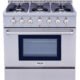 Thor Kitchen 36" Professional Liquid Propane Gas Range in Stainless Steel HRG3618ULP