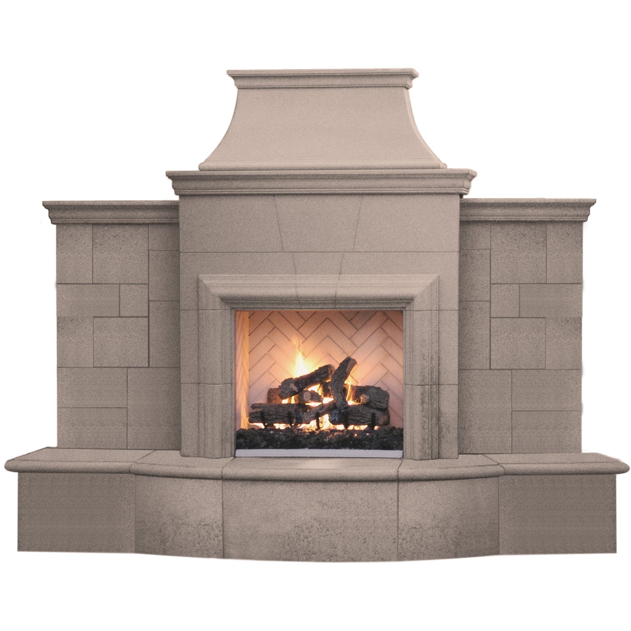 images American Fyre Designs Grand Petite Cordova Outdoor Vent-Free Fireplace with Extended Bullnose Hearth 165-10-N-SM-LUC - Image 1