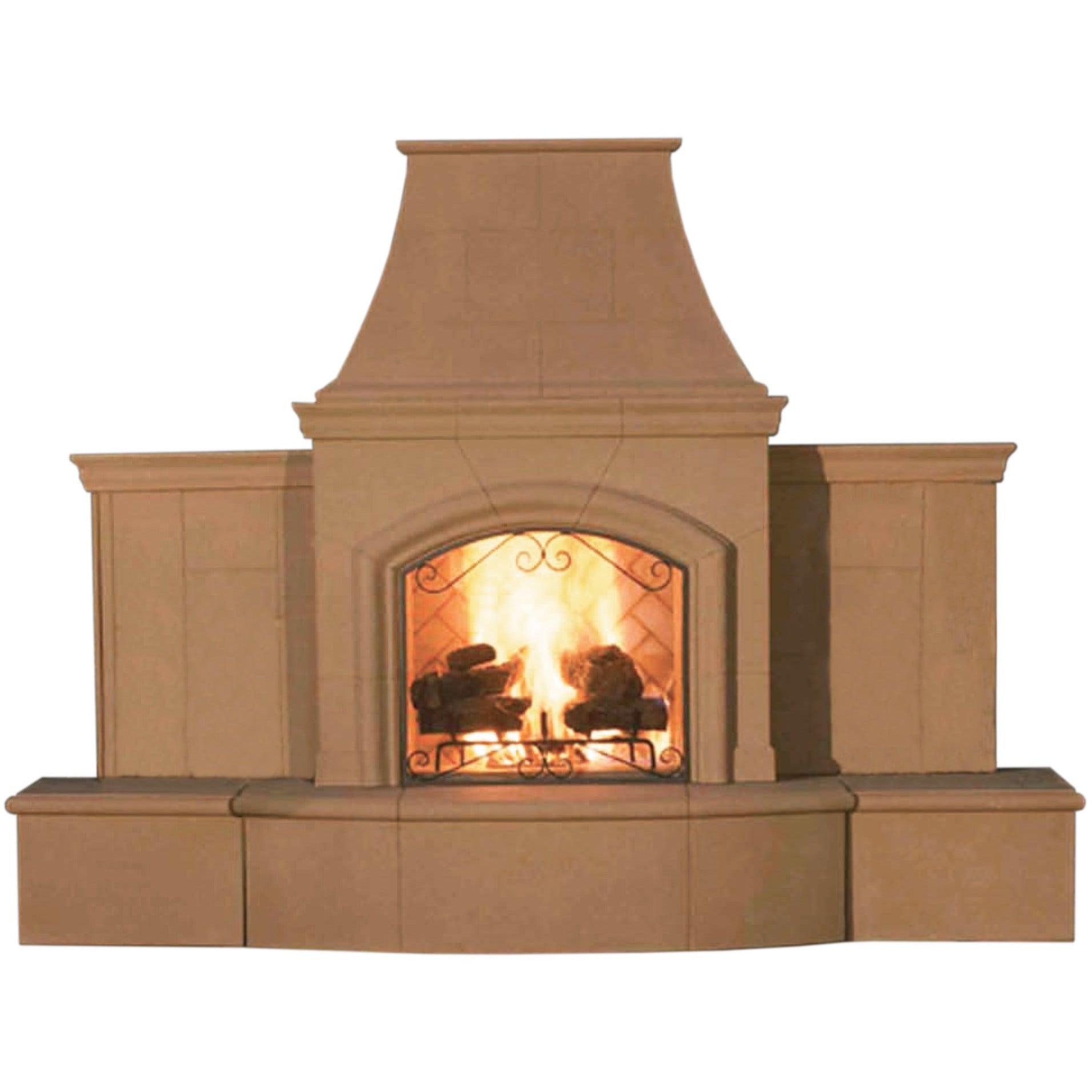 images American Fyre Designs Grand Phoenix Outdoor Vent-Free Fireplace with Extended Bullnose Hearth 118-05-N-CB-RBC - Image 1