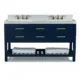 Ancerre Elizabeth 60 inch Bathroom Vanity Set in Heritage Blue with 24 inch Mirrors VTSM-ELIZABETH-60-HB-CW-GD