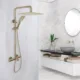 Aquadom ZEN 3-Function Thermostatic Shower System with 10″ Square Rainfall Head Brushed GoldFinish