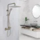 Aquadom ZEN 3-Function Thermostatic Shower System with 10″ Square Rainfall Head Brushed Nickel Finish