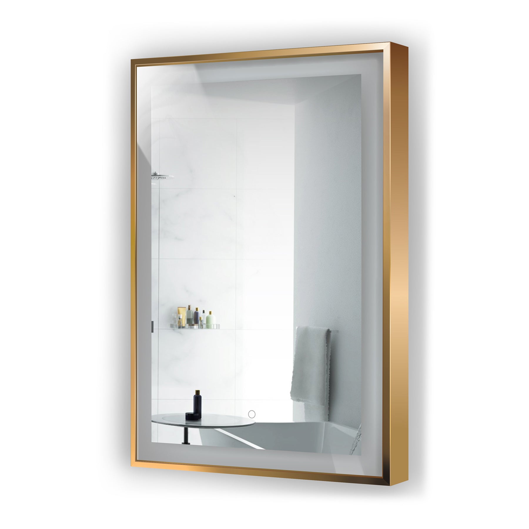 images Krugg Soho 24'' x 36'' Gold LED Bathroom Mirror Soho2436G - Image 1
