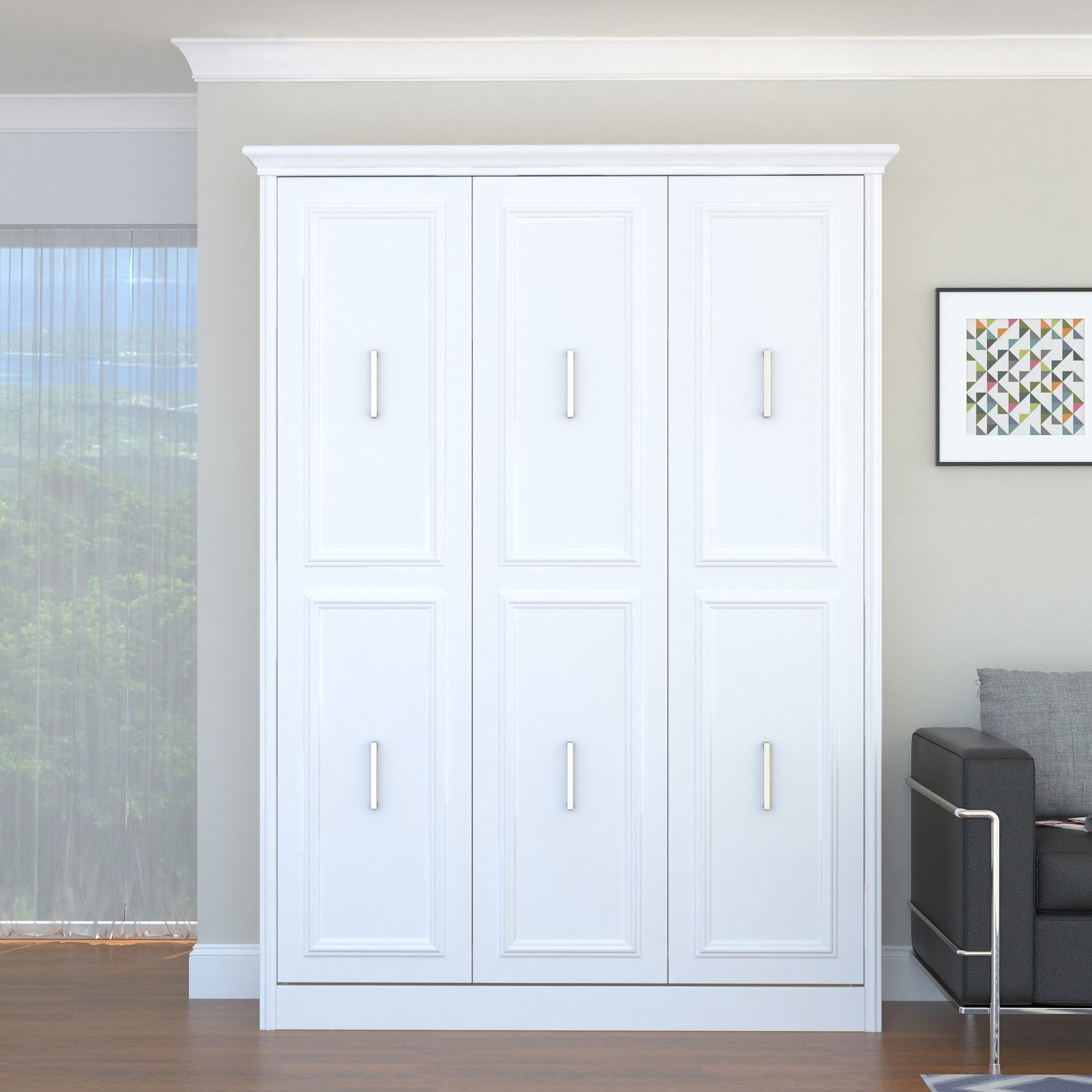 images Queen Murphy Bed, Vertical, White by Leto Muro - Image 1