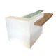L‑Shape Reception Counter – Modern Flat‑Pack Front Desk in White Laminate with Glass Riser & Storage - Image 2