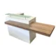 L‑Shape Reception Counter – Modern Flat‑Pack Front Desk in White Laminate with Glass Riser & Storage - Image 6