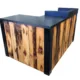Sales Counter Desk | 6–8 ft Rustic Torched Pine & Steel Sales/Reception Desk