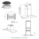 Cosmo 30" Ductless Wall Mount Range Hood in Stainless Steel with LED Lighting and Carbon Filter Kit for Recirculating COS-668A750-DL - Image 13