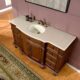 Silkroad Exclusive 60'' Crema Marfil Marble Top Single Sink Bathroom Vanity - HYP-0277-CM-UWC-60 - Image 3