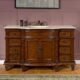 Silkroad Exclusive 60'' Crema Marfil Marble Top Single Sink Bathroom Vanity - HYP-0277-CM-UWC-60