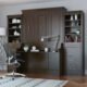 Murphy Bed With Desk & 2 Storage Cabinets, Full Size Coventry Walnut by Leto Muro