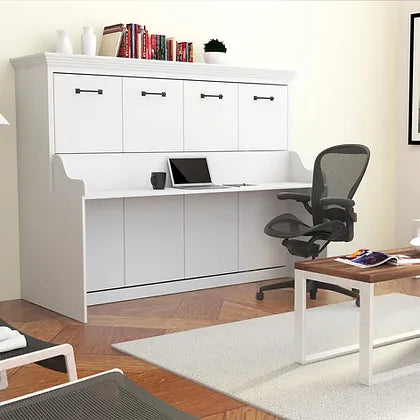 images Horizontal Murphy Bed with Desk, Full Size, White | Leto Muro - Image 1